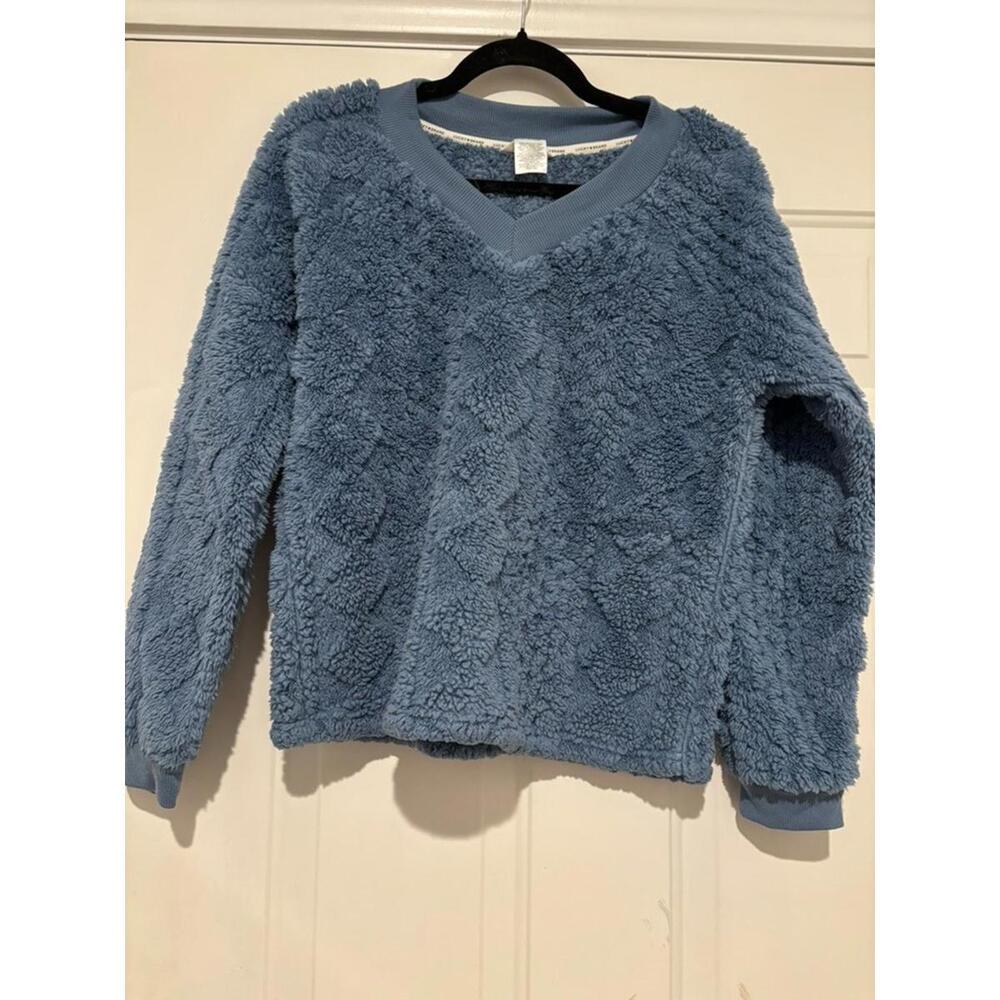 Women's Lucky Brand blue fuzzy sweater‎ V neck #1421